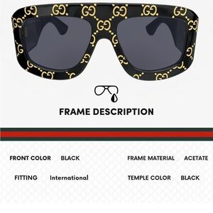 Gucci Black and Gold Patterned Sunglasses